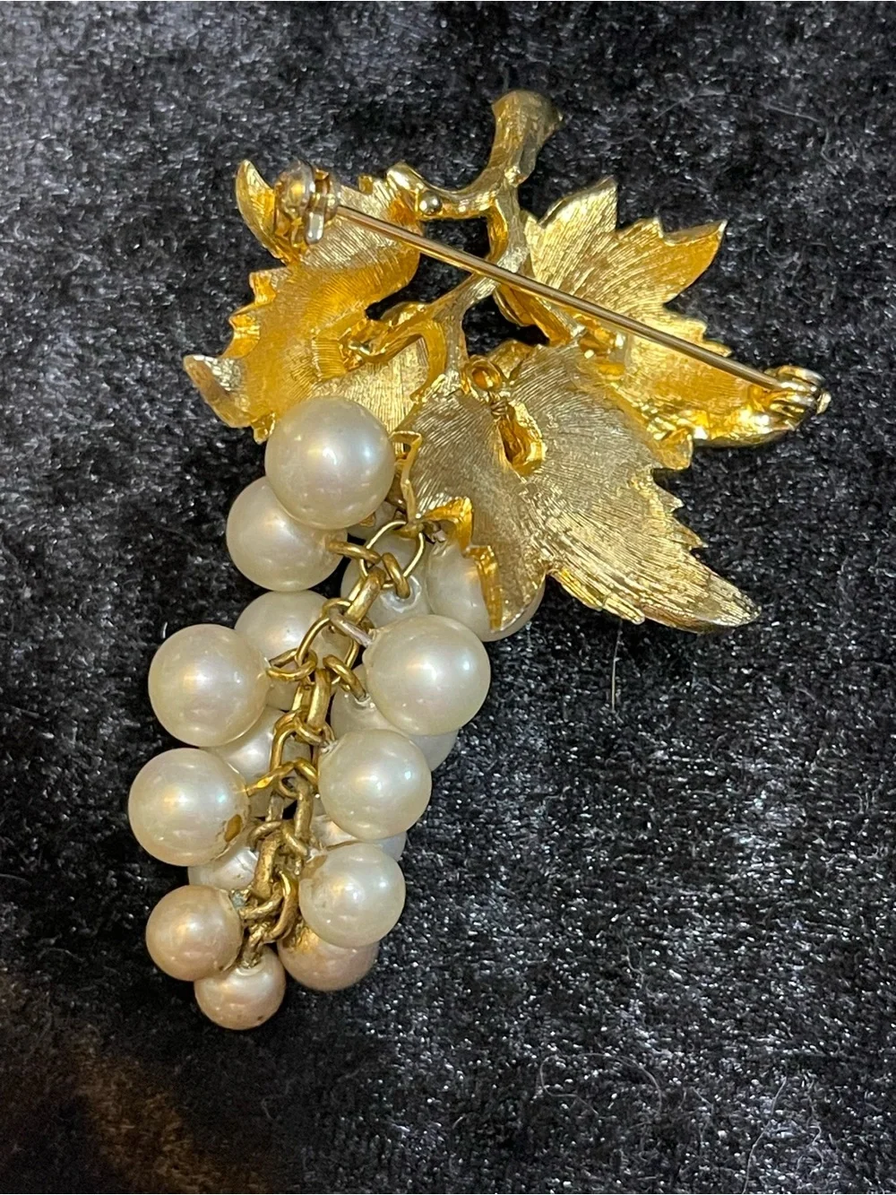 Vintage faux pearl grape brooch